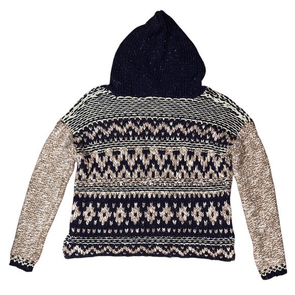 Free People Cotton, Silk, Wool Blend Oversized Cropped Hooded Sweater Large - Picture 4 of 6